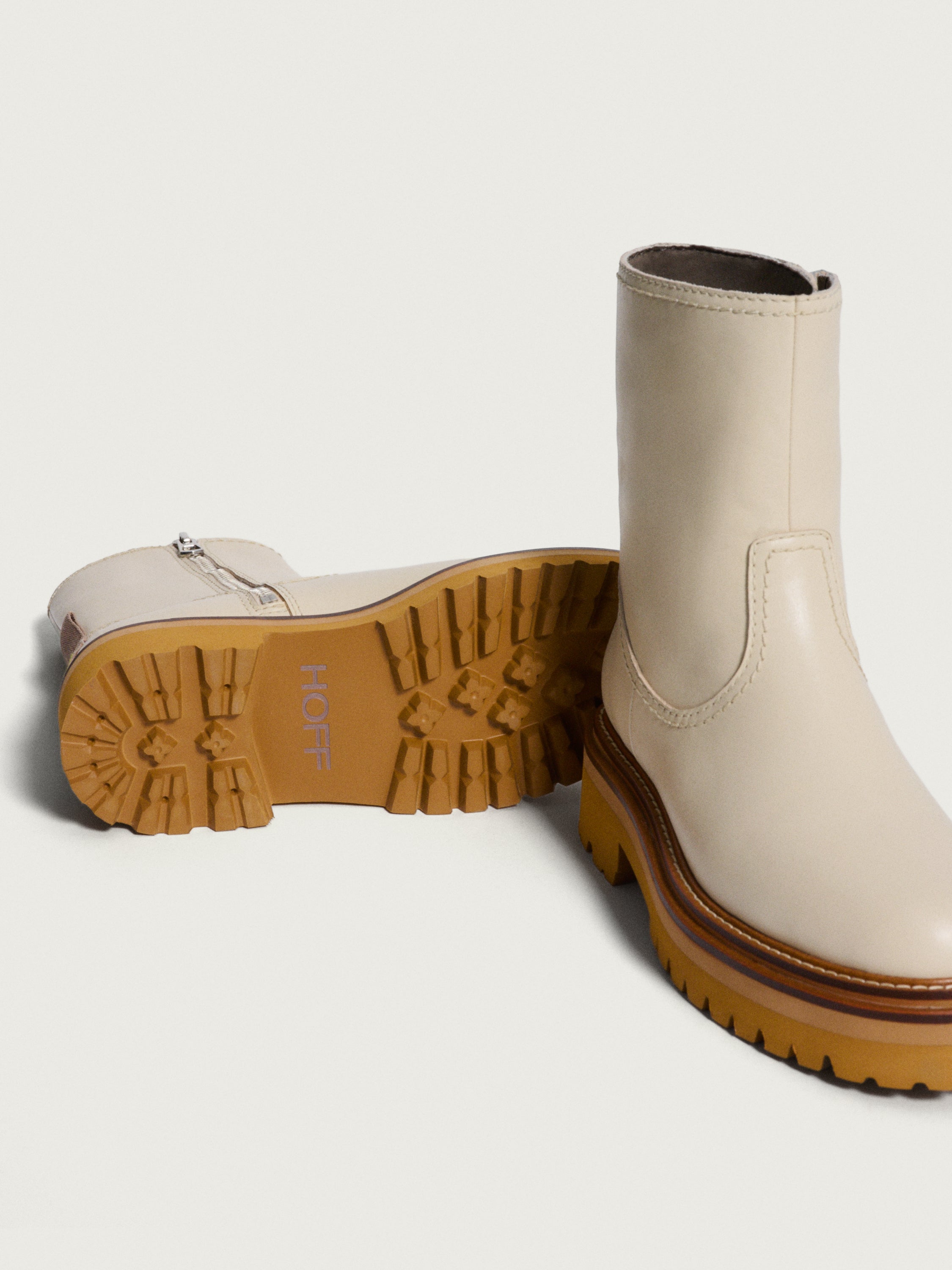 OFFICE OFF WHITE LEATHER BOOT